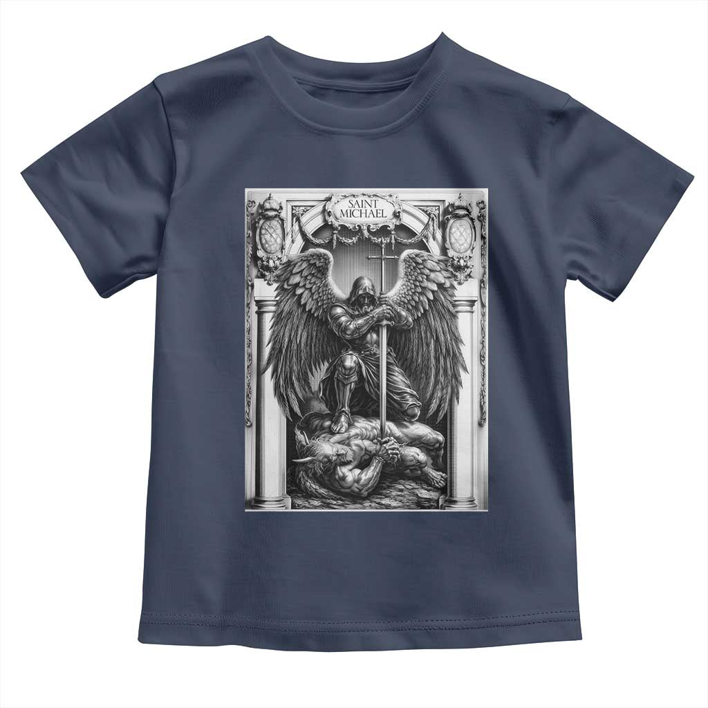 Saint Michael The Archangel Defeating Satan Toddler T Shirt Christian Faith Gift