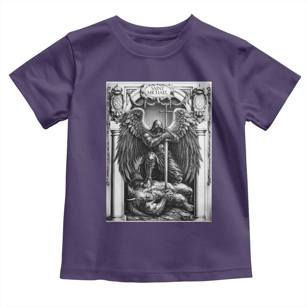 Saint Michael The Archangel Defeating Satan Toddler T Shirt Christian Faith Gift