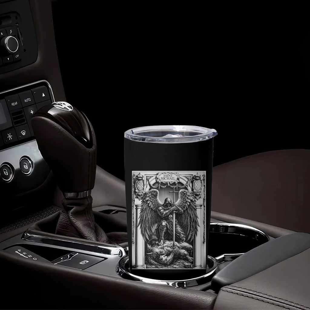 Saint Michael The Archangel Defeating Satan Tumbler Cup Christian Faith Gift