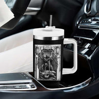 Saint Michael The Archangel Defeating Satan Tumbler With Handle Christian Faith Gift
