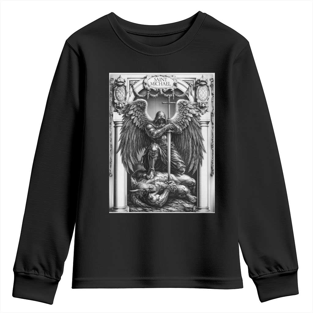 Saint Michael The Archangel Defeating Satan Youth Sweatshirt Christian Faith Gift
