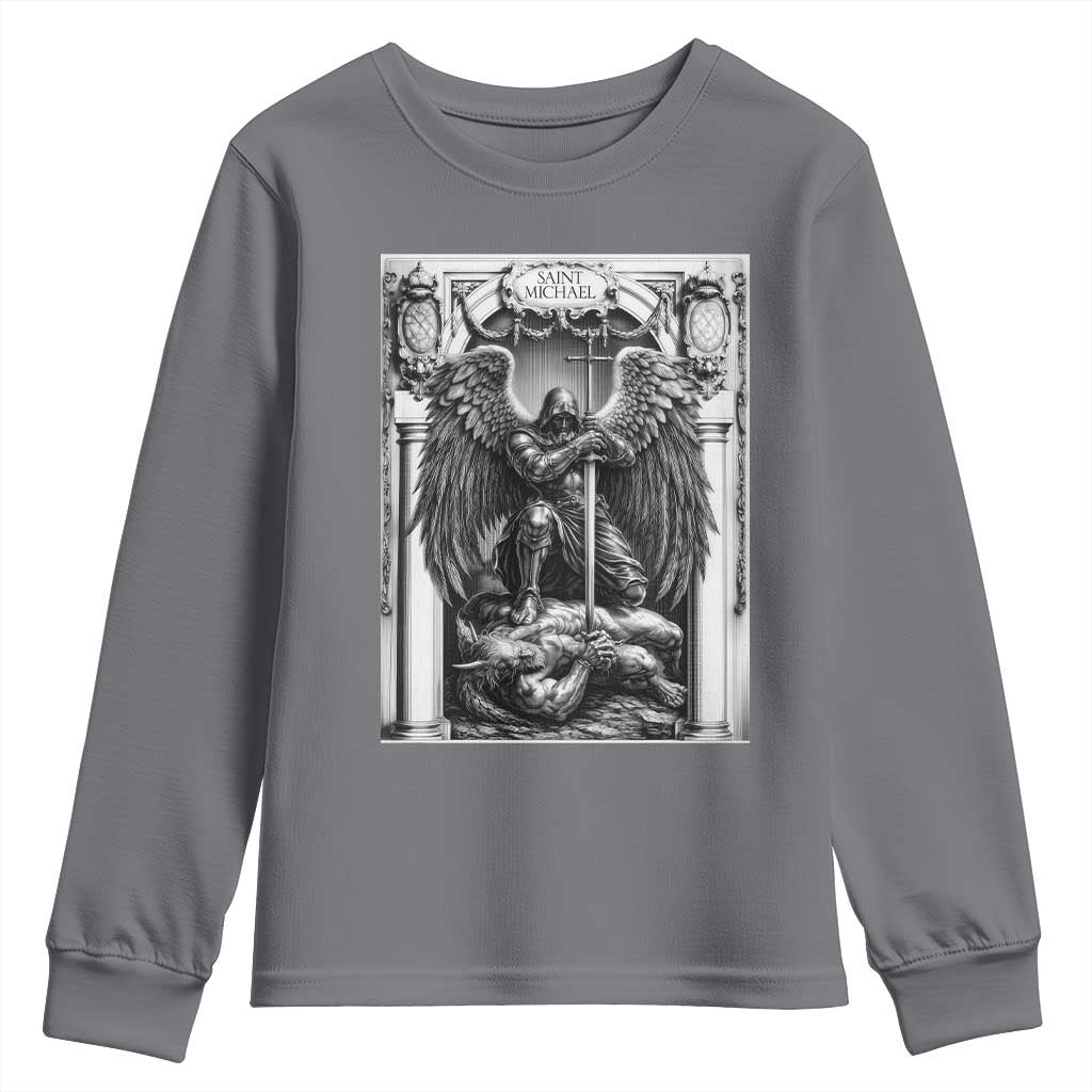 Saint Michael The Archangel Defeating Satan Youth Sweatshirt Christian Faith Gift