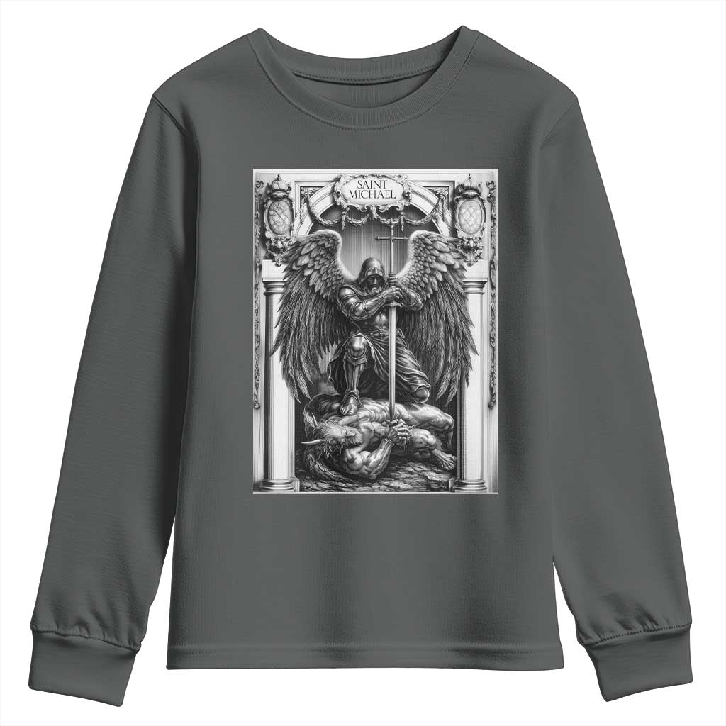 Saint Michael The Archangel Defeating Satan Youth Sweatshirt Christian Faith Gift