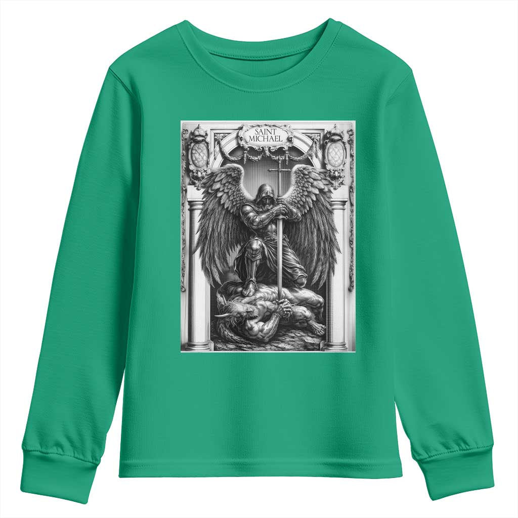 Saint Michael The Archangel Defeating Satan Youth Sweatshirt Christian Faith Gift