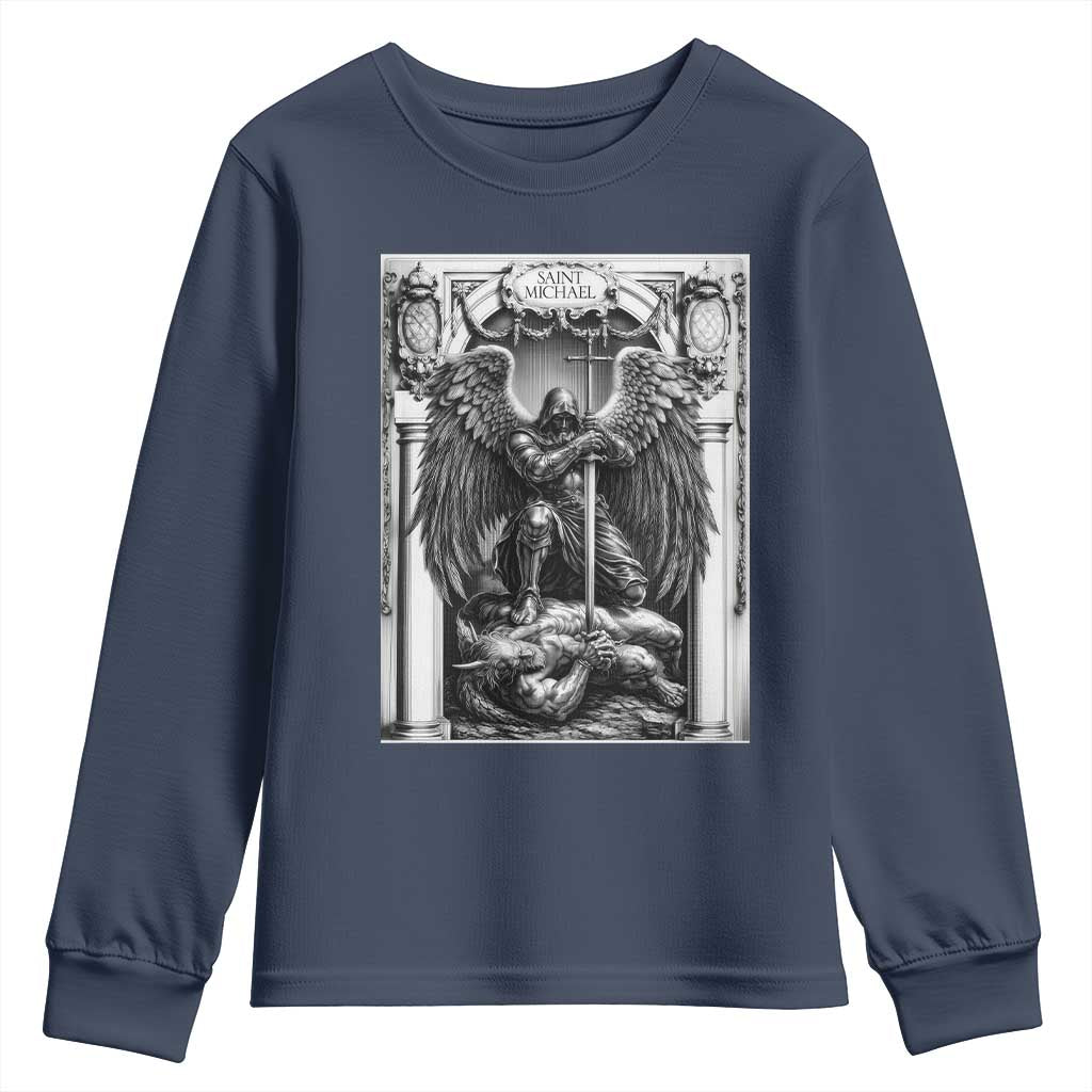 Saint Michael The Archangel Defeating Satan Youth Sweatshirt Christian Faith Gift