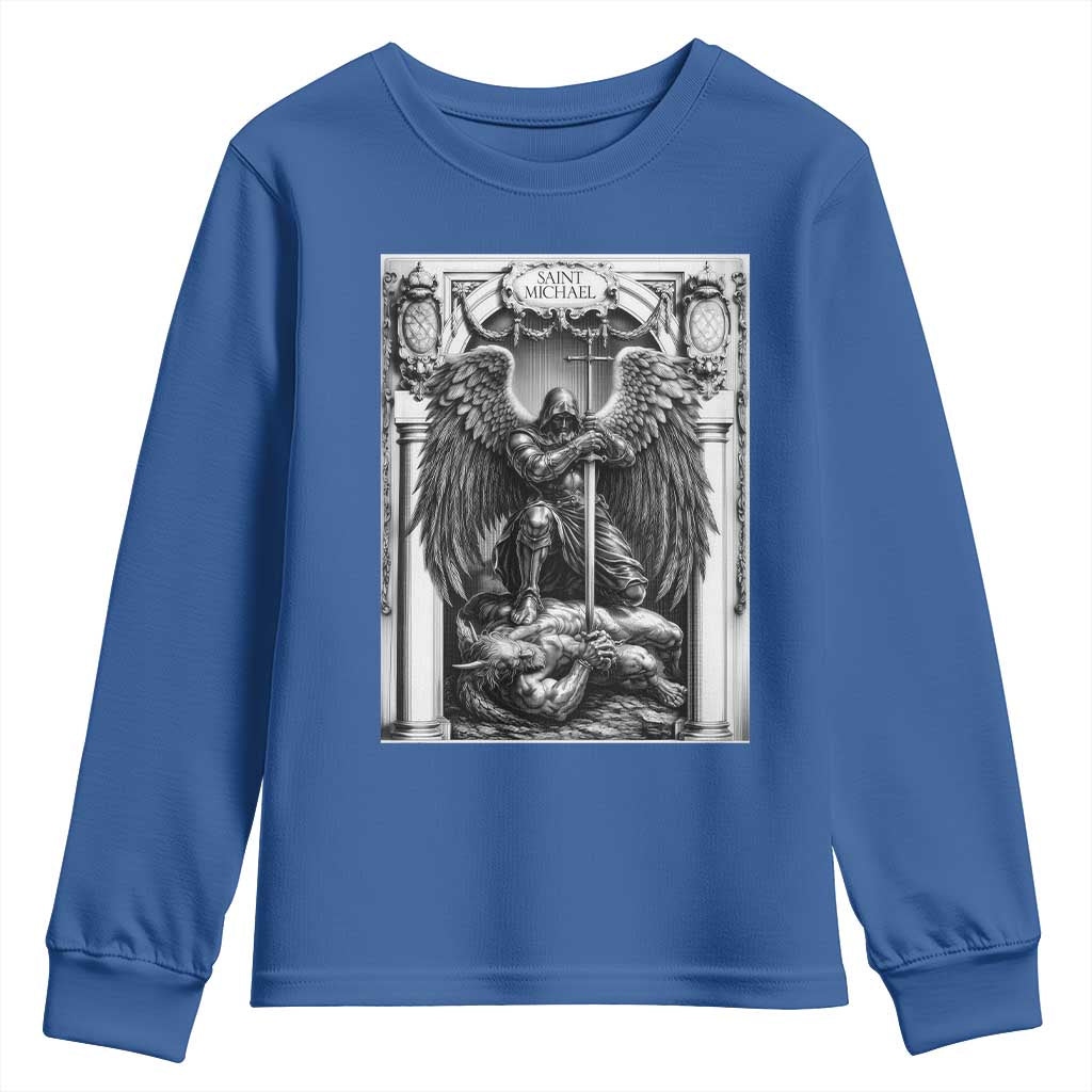 Saint Michael The Archangel Defeating Satan Youth Sweatshirt Christian Faith Gift