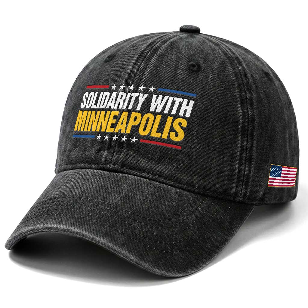 Solidarity With Minneapolis Washed Cotton Baseball Cap Minnesota Community Support Gift