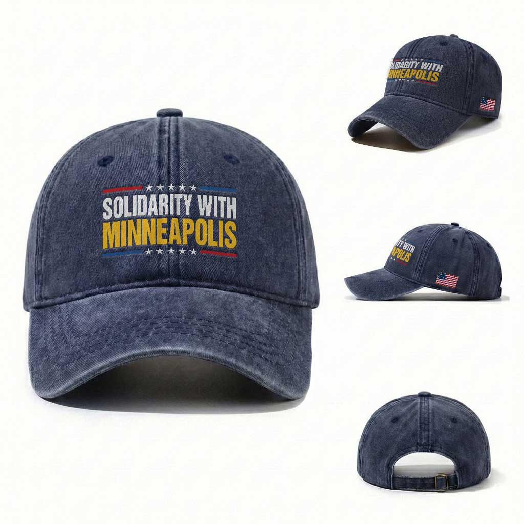 Solidarity With Minneapolis Washed Cotton Baseball Cap Minnesota Community Support Gift