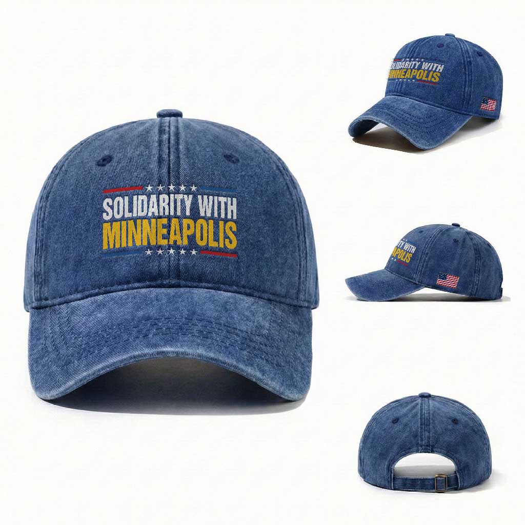 Solidarity With Minneapolis Washed Cotton Baseball Cap Minnesota Community Support Gift