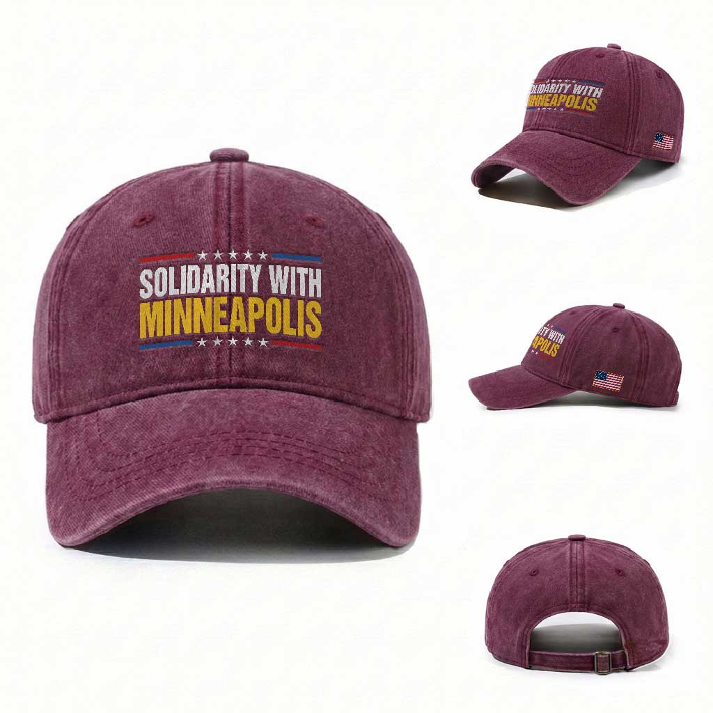 Solidarity With Minneapolis Washed Cotton Baseball Cap Minnesota Community Support Gift