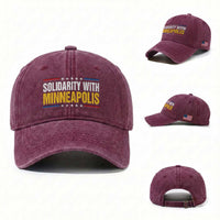 Solidarity With Minneapolis Washed Cotton Baseball Cap Minnesota Community Support Gift