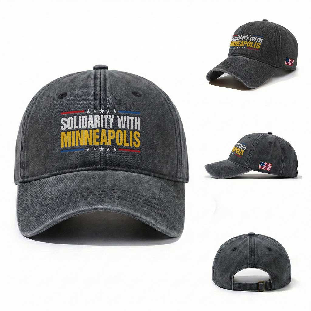 Solidarity With Minneapolis Washed Cotton Baseball Cap Minnesota Community Support Gift