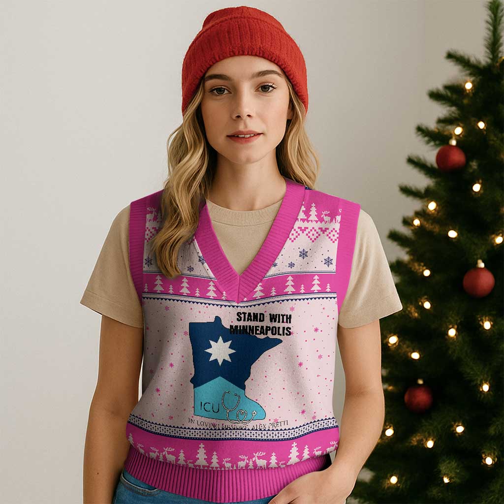 Stand With Minneapolis V-Neck Knit Sweater Vest In Loving Memory Of Alex