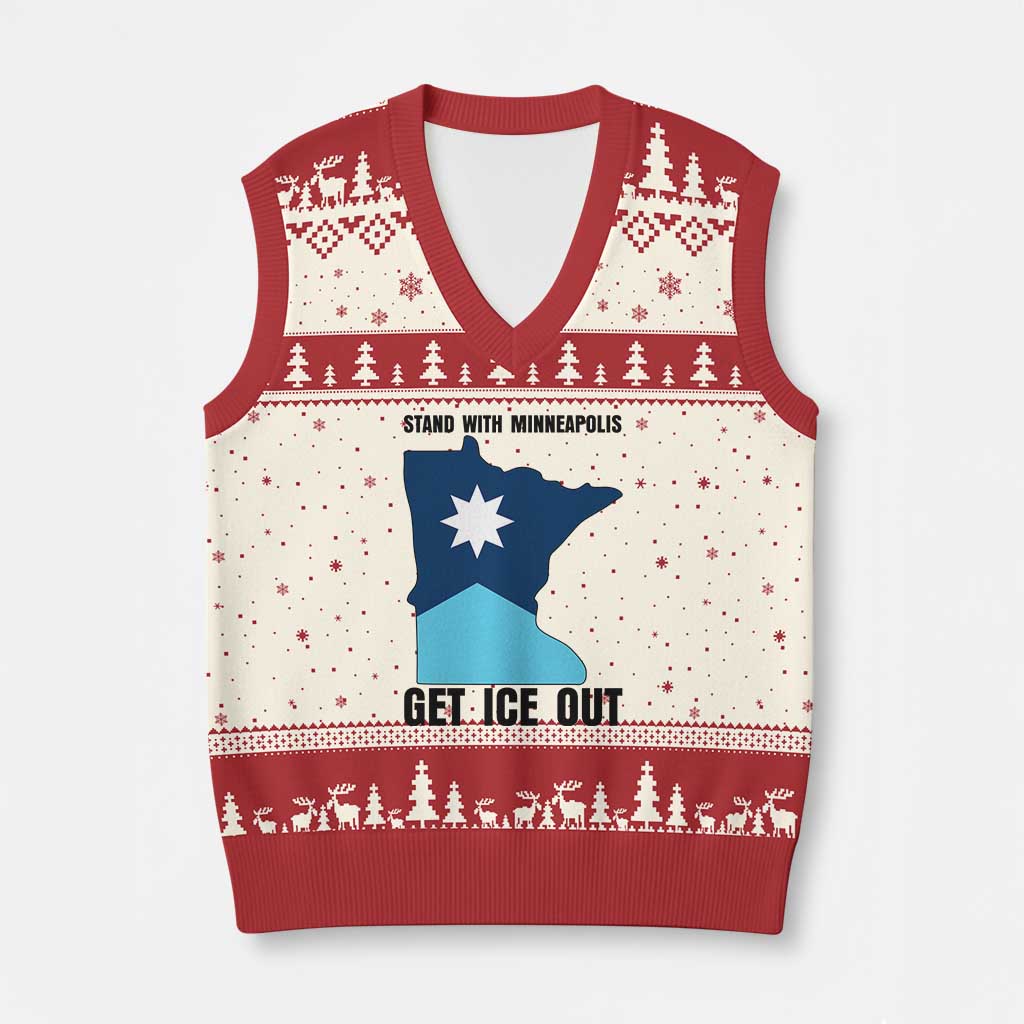 Stand With Minneapolis V-Neck Knit Sweater Vest Social Justice Support