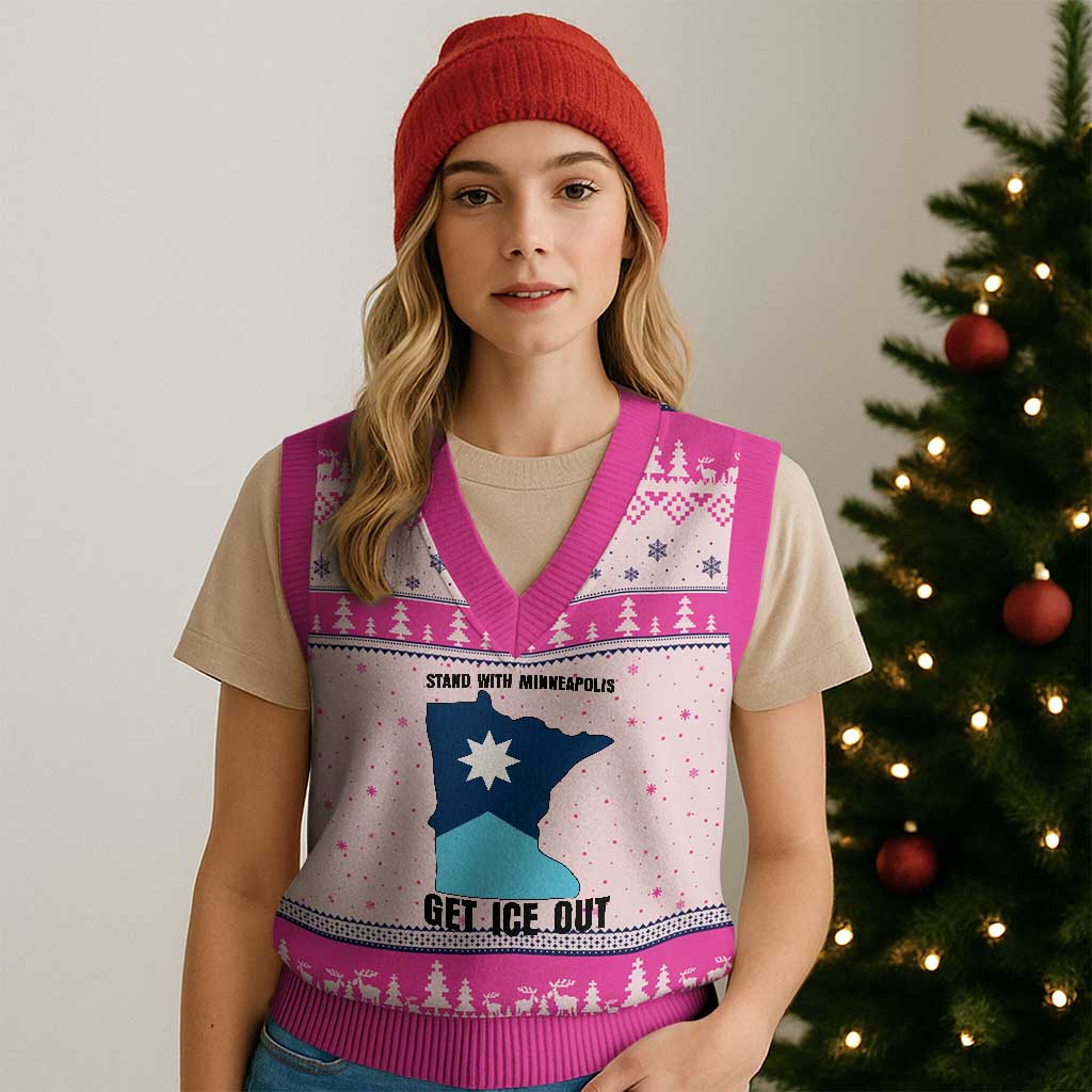 Stand With Minneapolis V-Neck Knit Sweater Vest Social Justice Support
