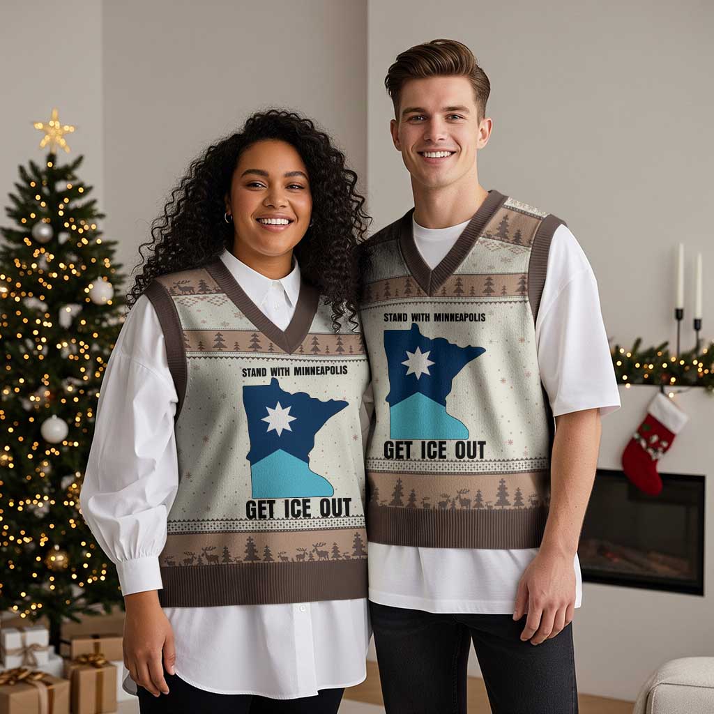 Stand With Minneapolis V-Neck Knit Sweater Vest Social Justice Support