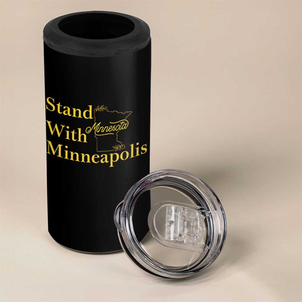 Stand With Minneapolis 4 in 1 Can Cooler Tumbler Community And Social Justice Gift