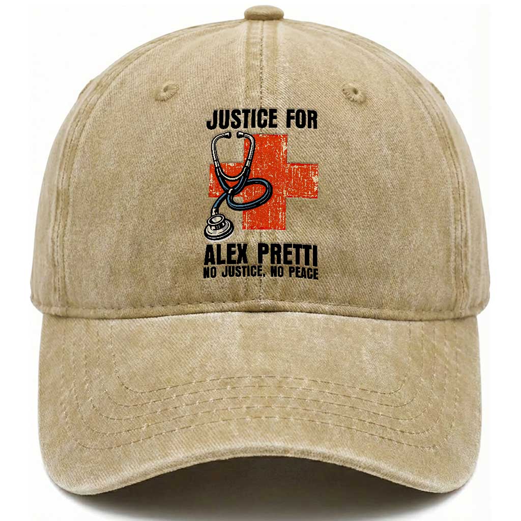 Justice For Alex Pretti Washed Cotton Baseball Cap Minneapolis Support Gift