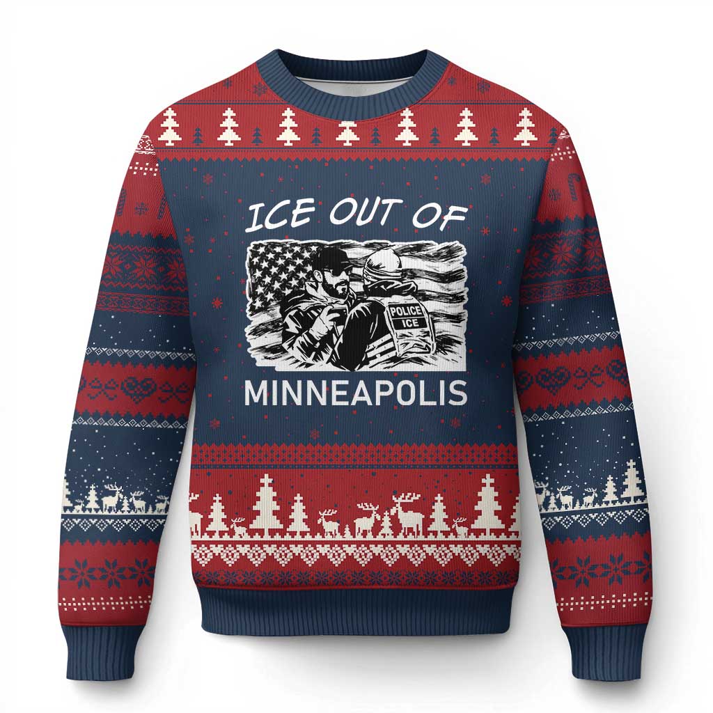 Ice Out Of Minneapolis Ugly Christmas Sweater Minnesota Protest Support Gift