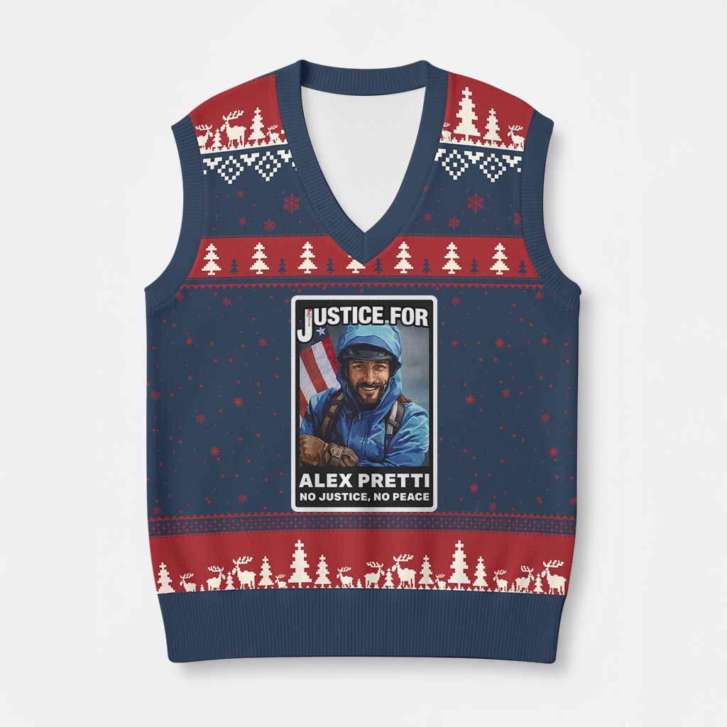 Justice For Alex Pretti V-Neck Knit Sweater Vest Minneapolis USA Support Gift