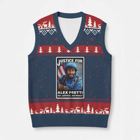 Justice For Alex Pretti V-Neck Knit Sweater Vest Minneapolis USA Support Gift