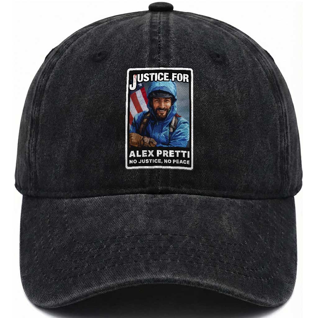 Justice For Alex Pretti Washed Cotton Baseball Cap Minneapolis USA Support Gift