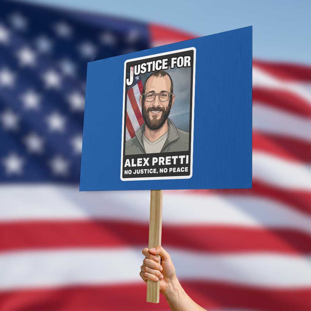 American Flag Minneapolis Support For Alex Gift Protest Sign