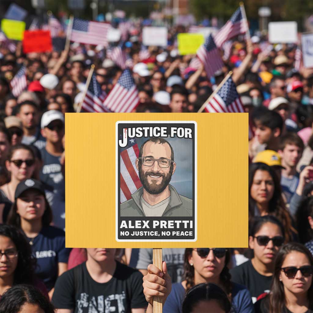 American Flag Minneapolis Support For Alex Gift Protest Sign
