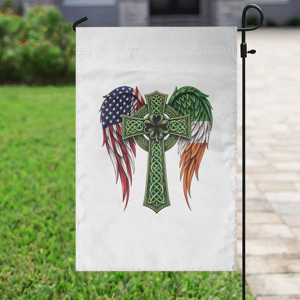 USA Flag Celtic Cross Irish American Garden Flag St Patricks Day Gift