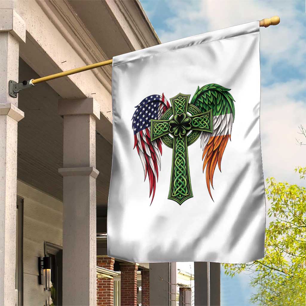 USA Flag Celtic Cross Irish American Garden Flag St Patricks Day Gift