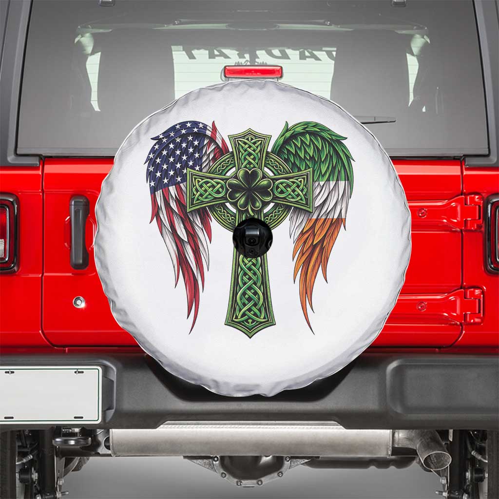 USA Flag Celtic Cross Irish American Spare Tire Cover St Patricks Day Gift