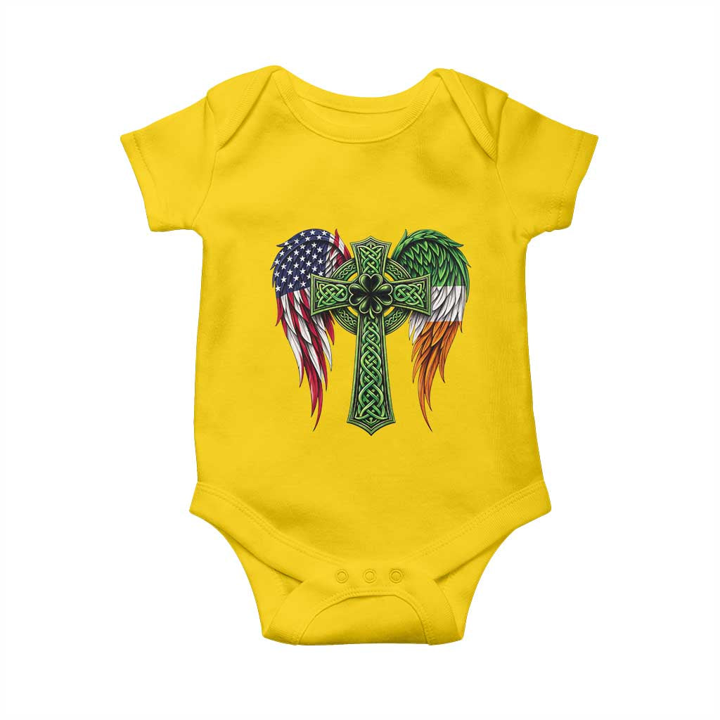 USA Flag Celtic Cross Irish American Baby Onesie St Patricks Day Gift