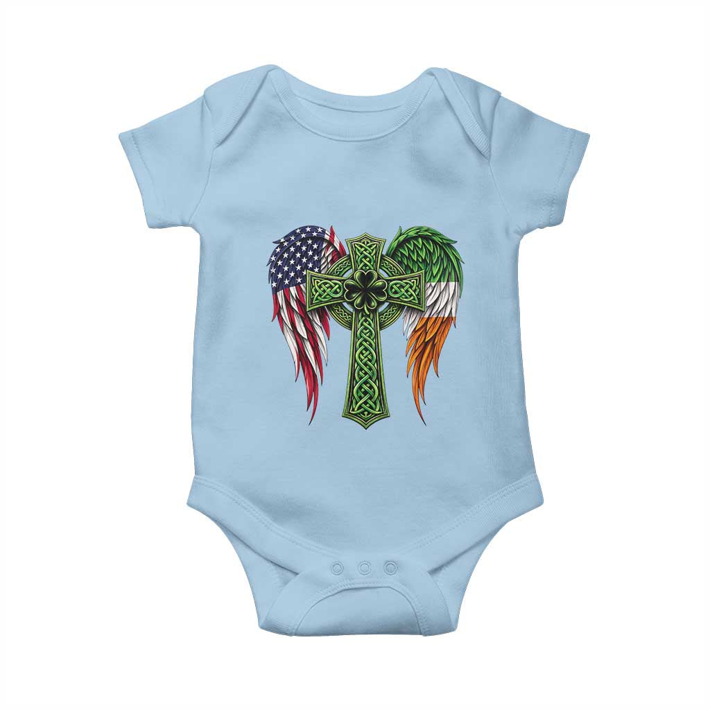 USA Flag Celtic Cross Irish American Baby Onesie St Patricks Day Gift