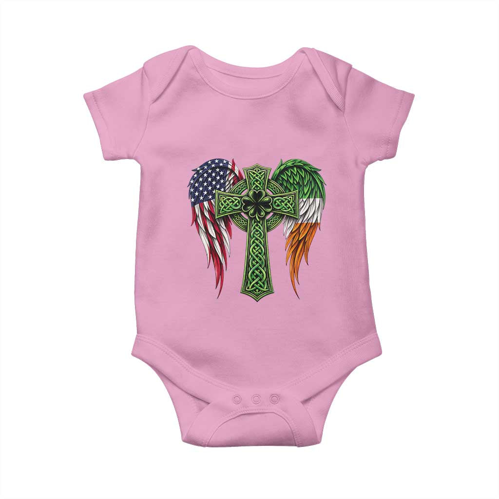 USA Flag Celtic Cross Irish American Baby Onesie St Patricks Day Gift