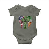 USA Flag Celtic Cross Irish American Baby Onesie St Patricks Day Gift