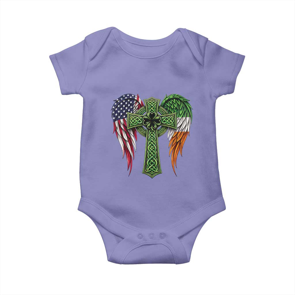 USA Flag Celtic Cross Irish American Baby Onesie St Patricks Day Gift