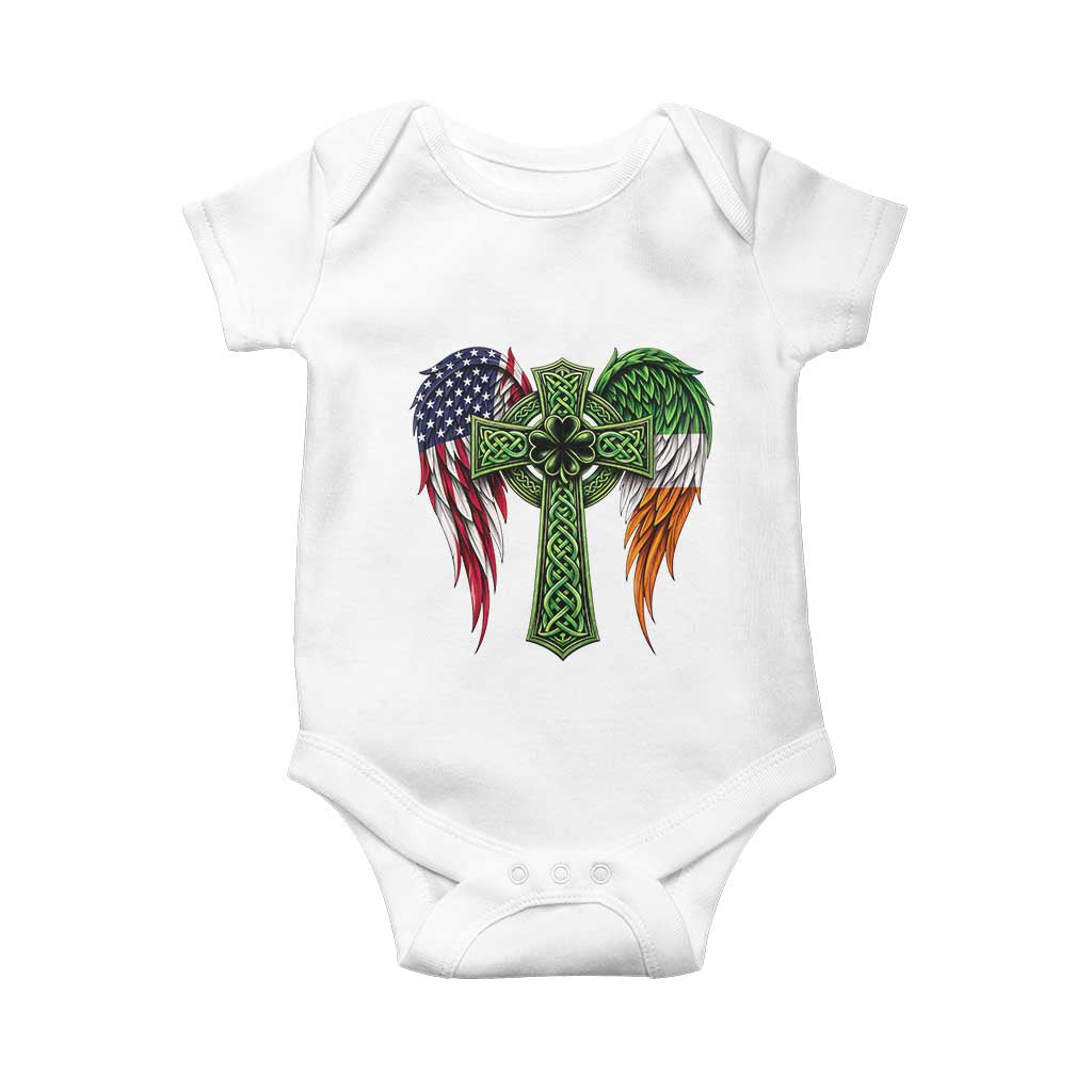 USA Flag Celtic Cross Irish American Baby Onesie St Patricks Day Gift