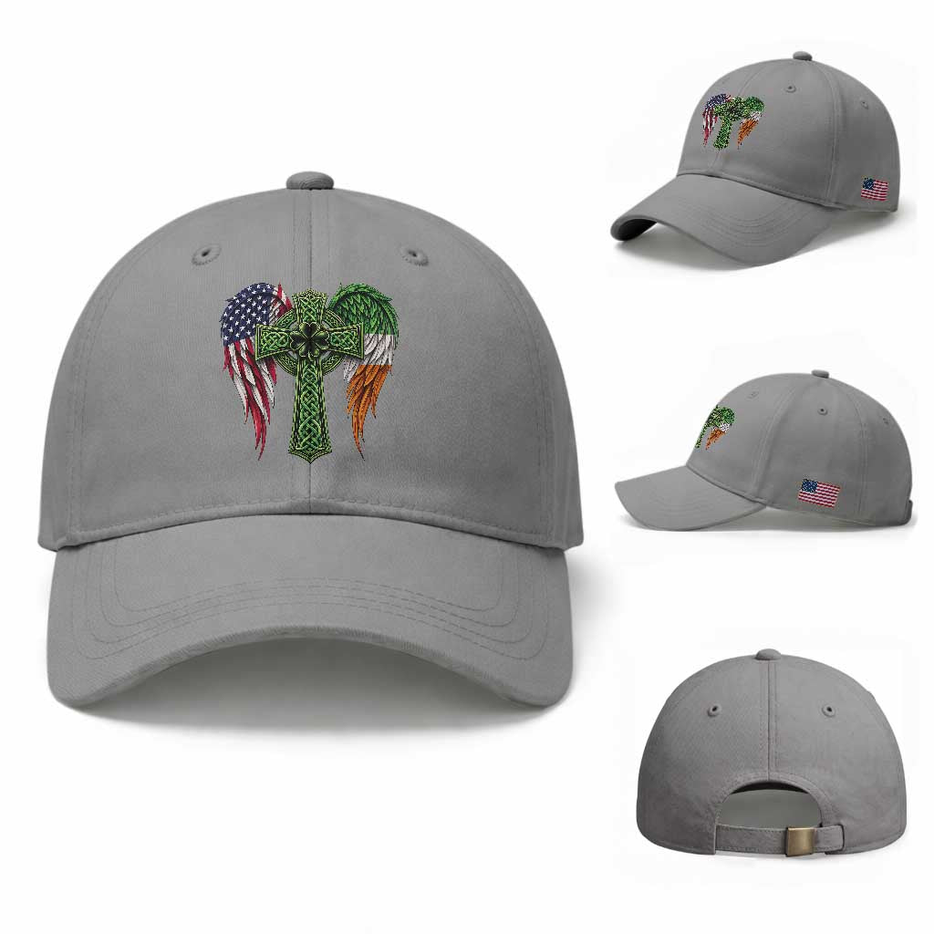 USA Flag Celtic Cross Irish American Baseball Cap St Patricks Day Gift