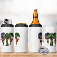 USA Flag Celtic Cross Irish American 4 in 1 Can Cooler Tumbler St Patricks Day Gift