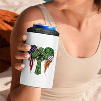USA Flag Celtic Cross Irish American 4 in 1 Can Cooler Tumbler St Patricks Day Gift