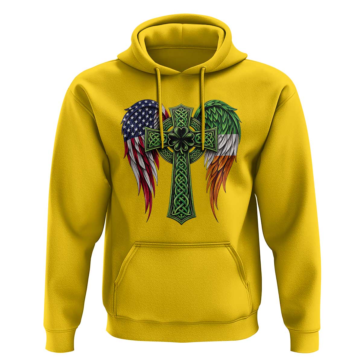 USA Flag Celtic Cross Irish American Hoodie St Patricks Day Gift