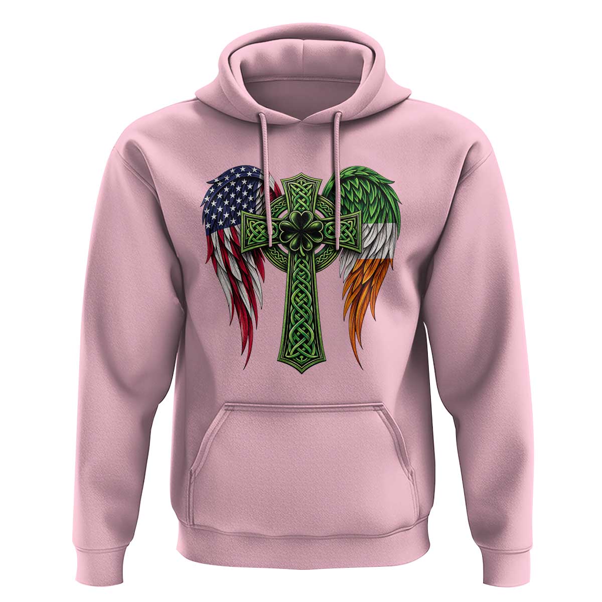 USA Flag Celtic Cross Irish American Hoodie St Patricks Day Gift