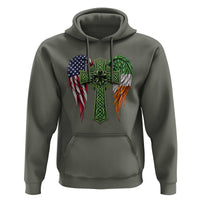 USA Flag Celtic Cross Irish American Hoodie St Patricks Day Gift
