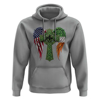 USA Flag Celtic Cross Irish American Hoodie St Patricks Day Gift