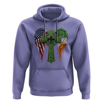 USA Flag Celtic Cross Irish American Hoodie St Patricks Day Gift
