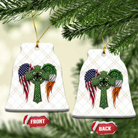 USA Flag Celtic Cross Irish American Ceramic Ornament St Patricks Day Gift