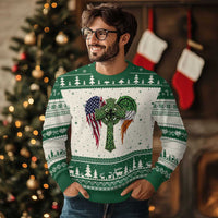 USA Flag Celtic Cross Irish American Ugly Christmas Sweater St Patricks Day Gift