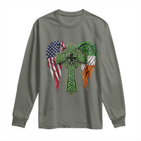 USA Flag Celtic Cross Irish American Long Sleeve Shirt St Patricks Day Gift