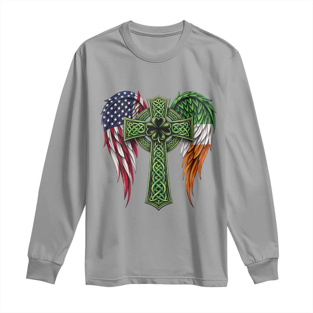 USA Flag Celtic Cross Irish American Long Sleeve Shirt St Patricks Day Gift