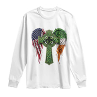 USA Flag Celtic Cross Irish American Long Sleeve Shirt St Patricks Day Gift
